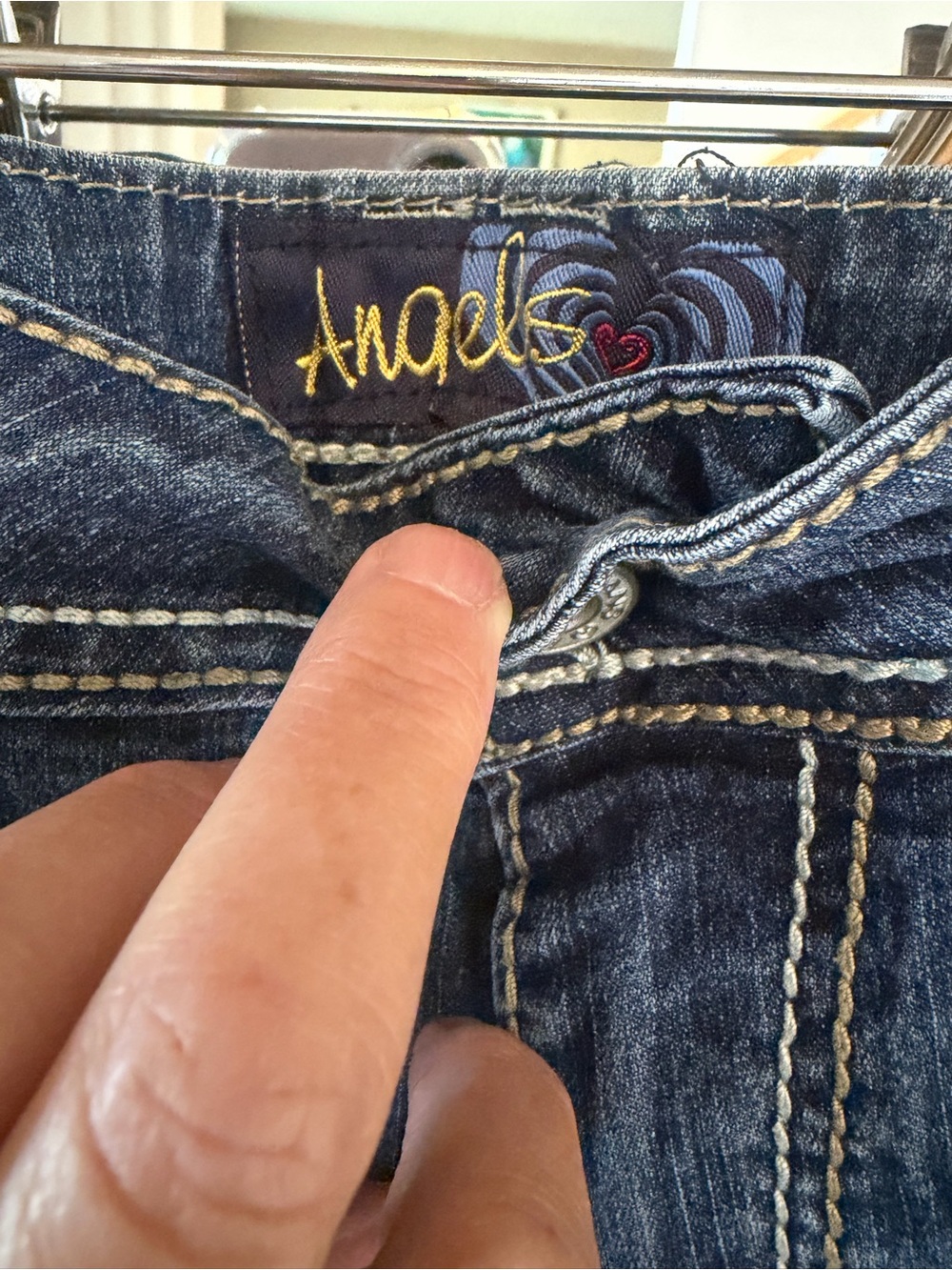 Angels Jeans Metal Stud Capri Dark Denim Size 17 - Picture 7 of 14
